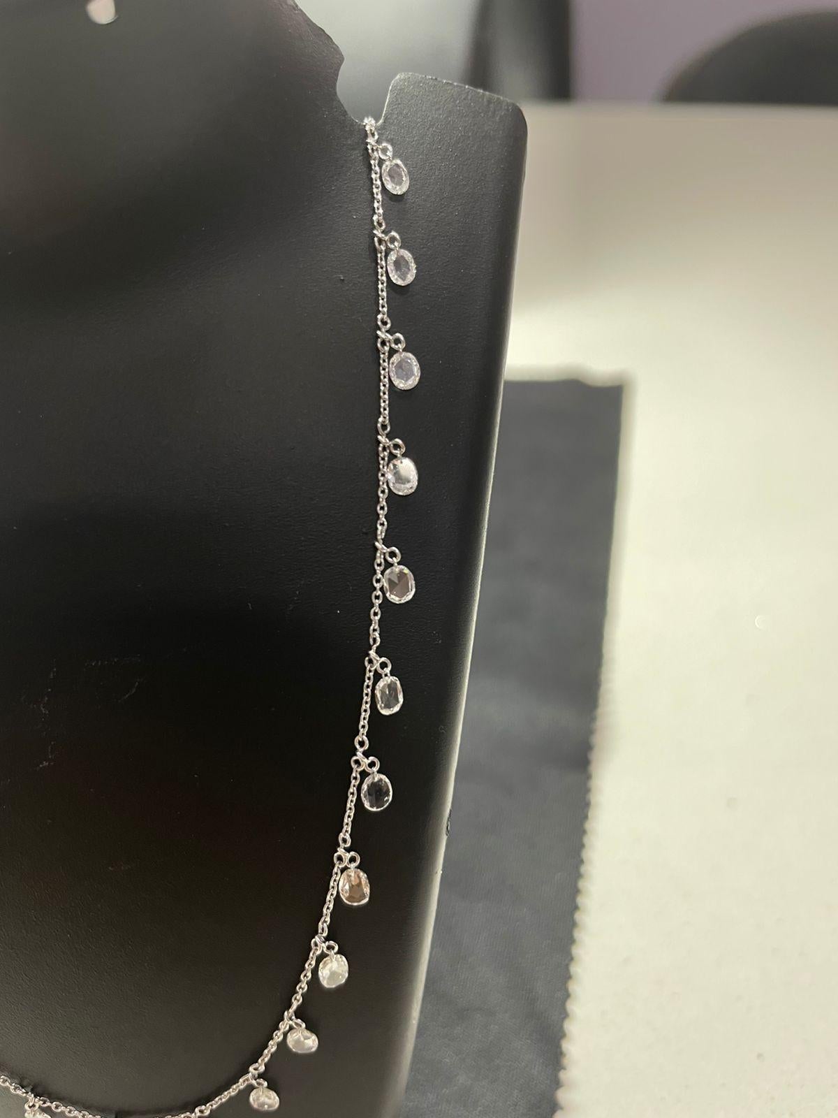 Oval Diamond Rosecut Dangling Necklace