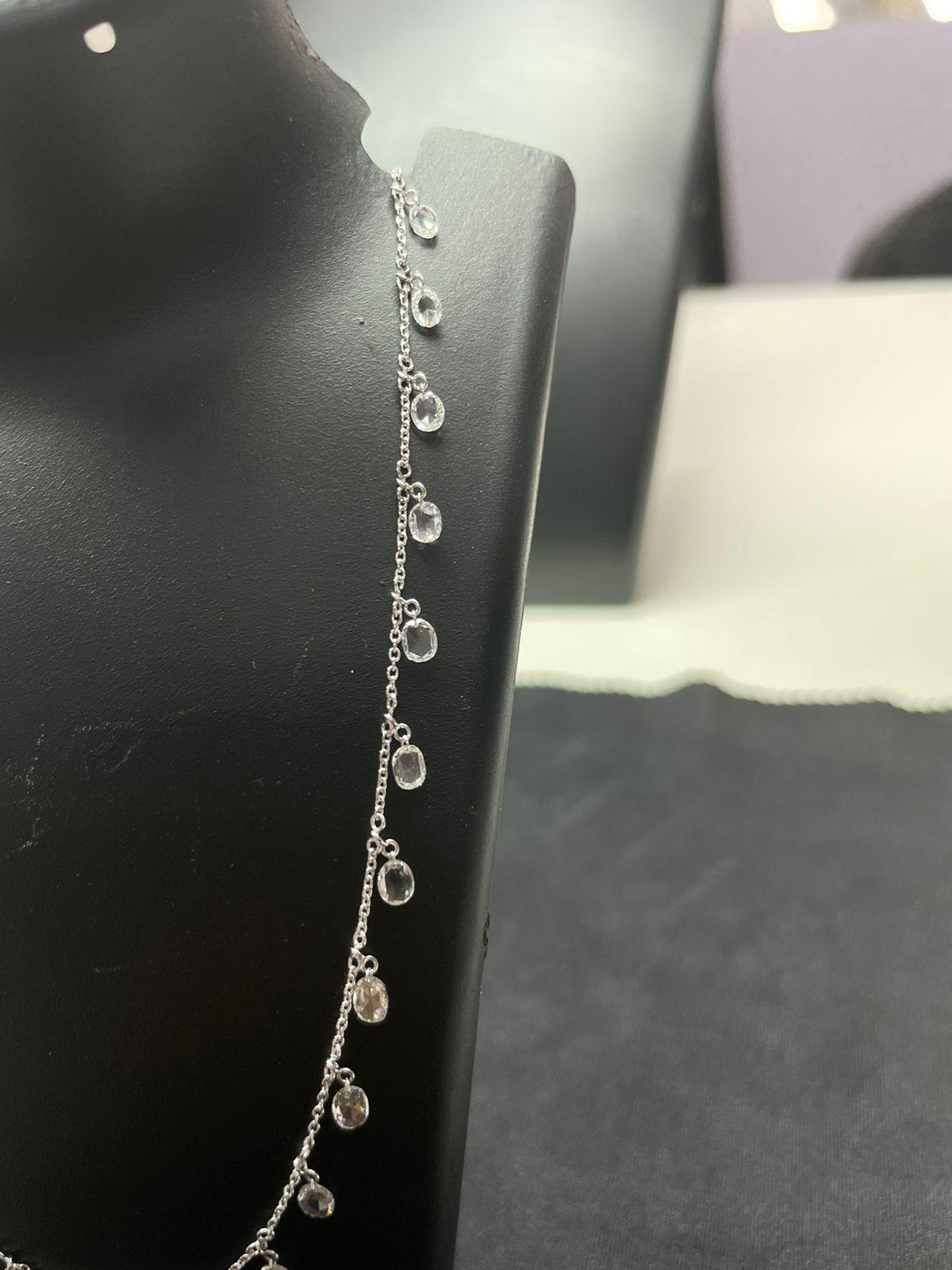 Oval Diamond Rosecut Dangling Necklace