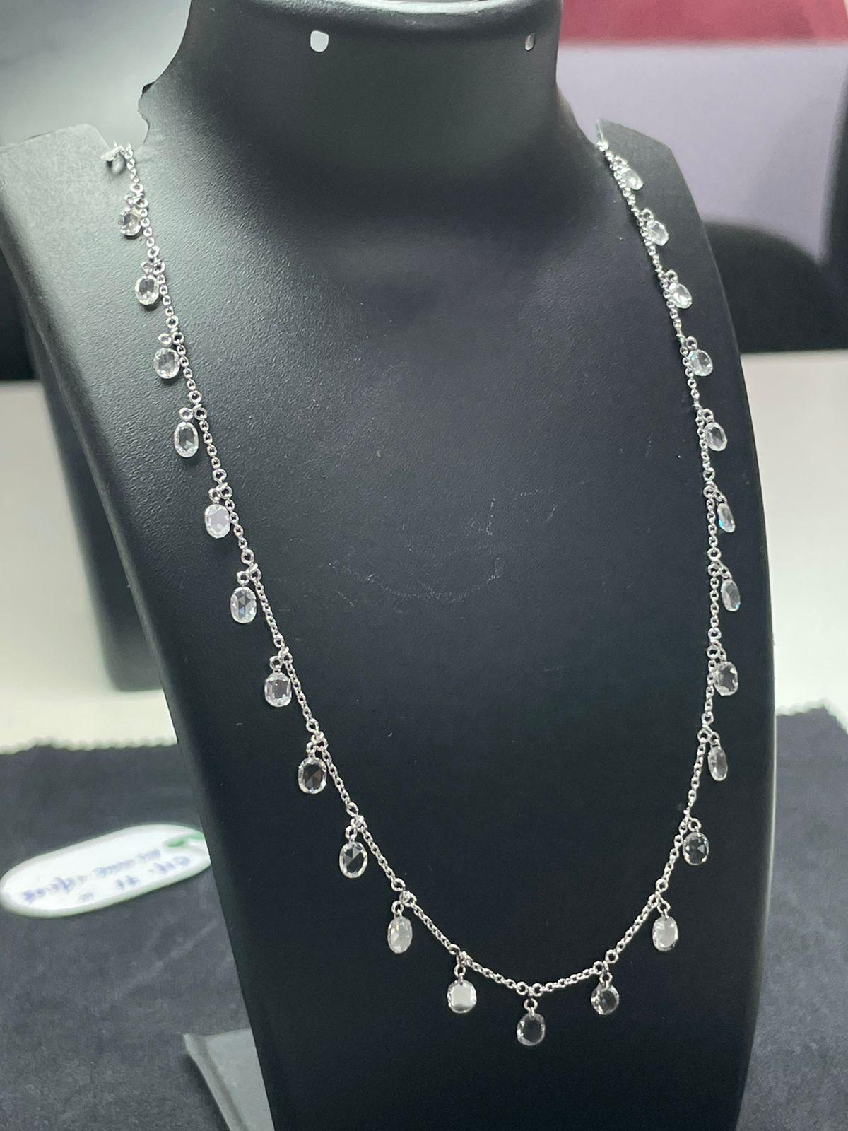 Oval Diamond Rosecut Dangling Necklace