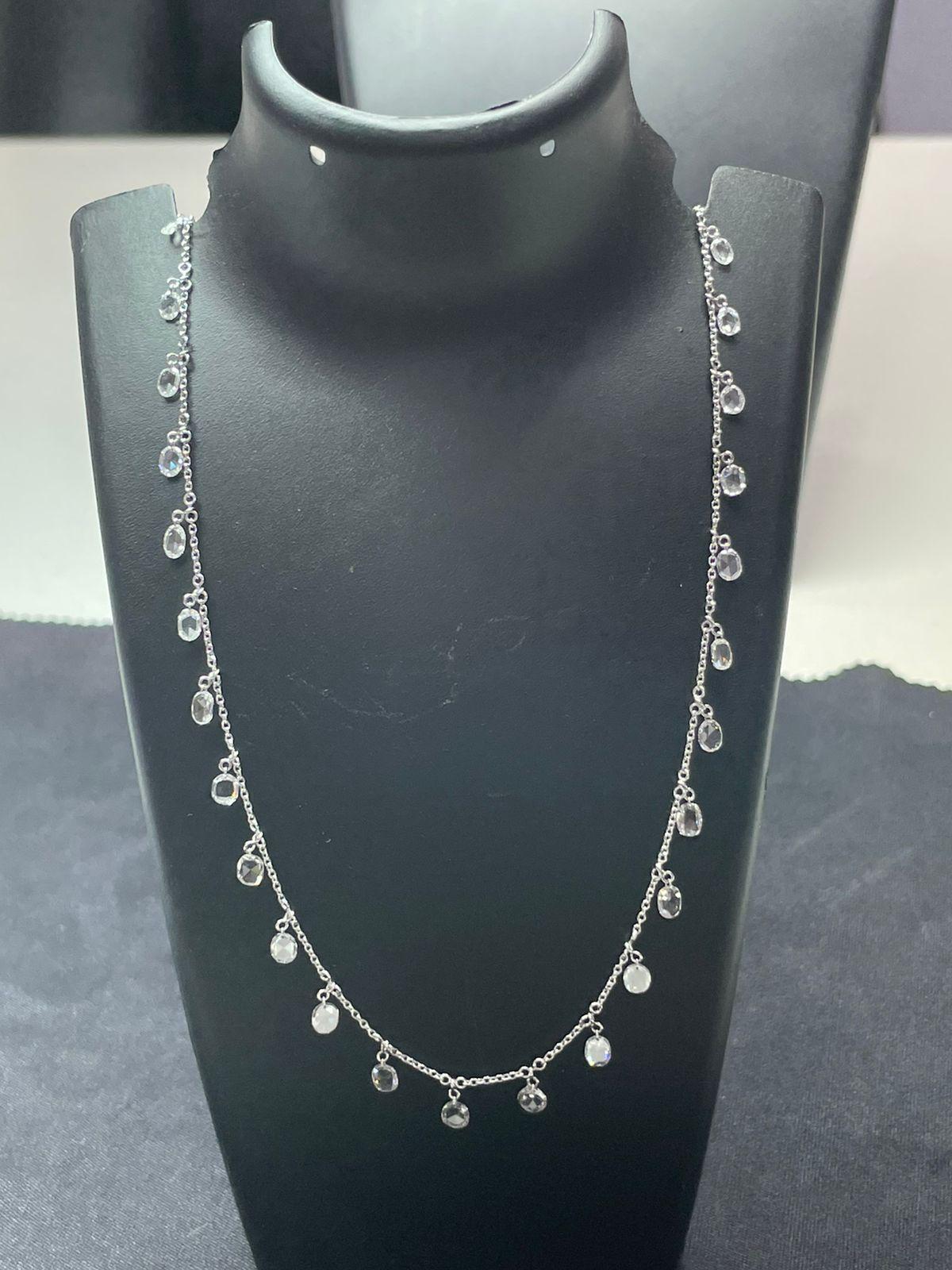 Oval Diamond Rosecut Dangling Necklace