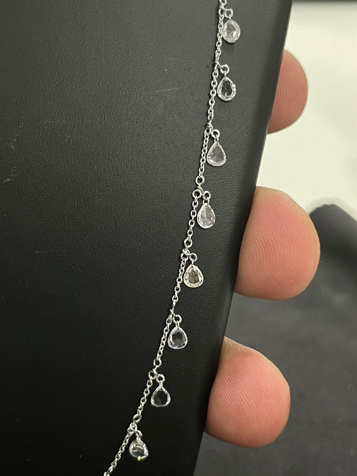Pear Diamond Rosecut Dangling Necklace