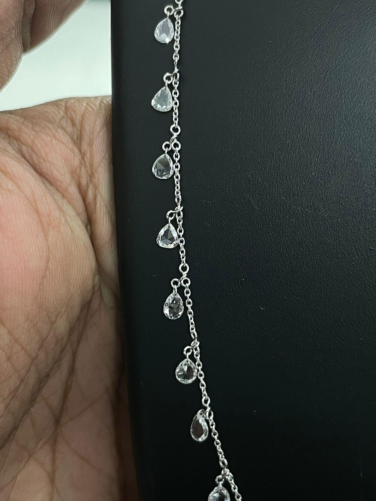Pear Diamond Rosecut Dangling Necklace