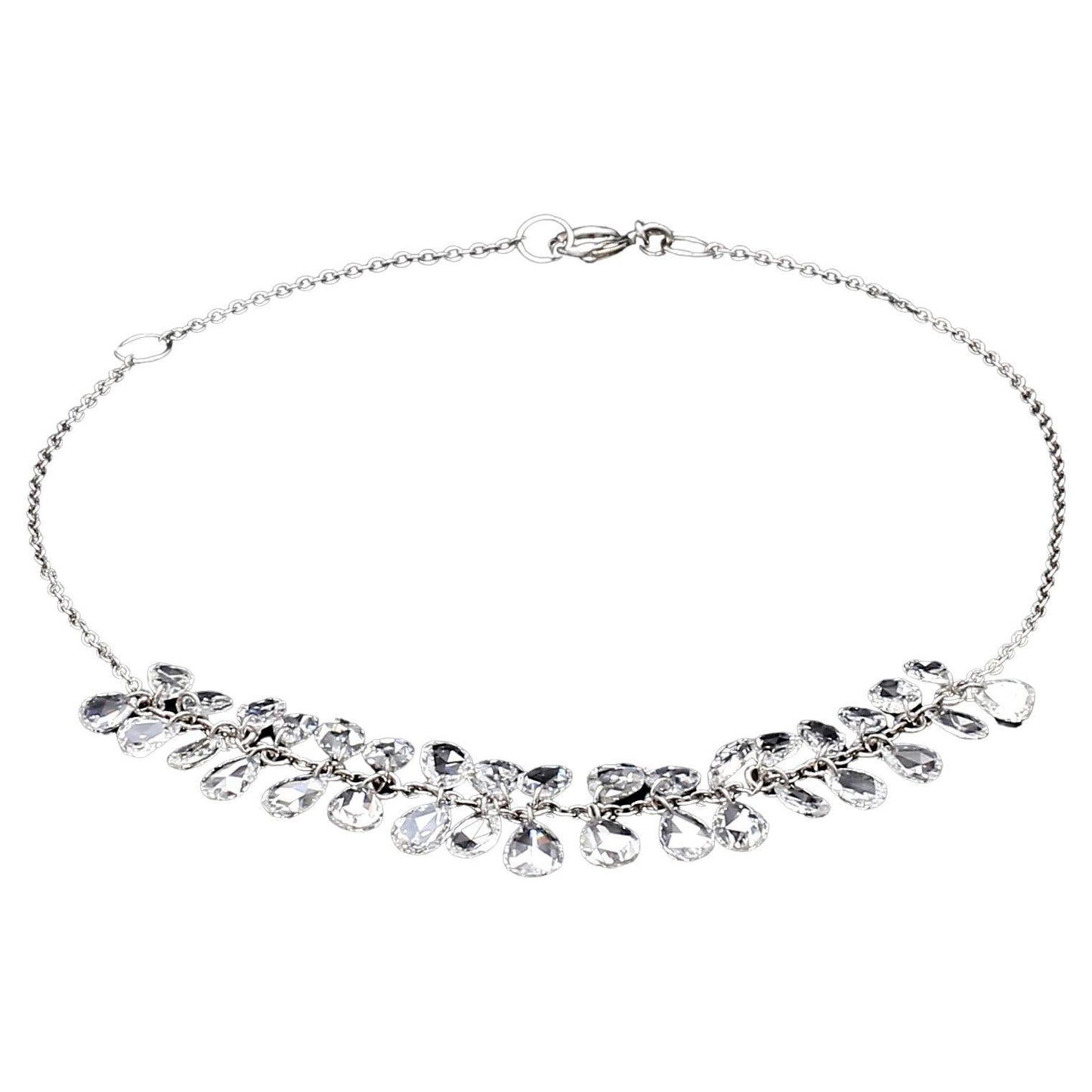 Pear Diamond Rosecut 18k White Gold Dangling Bracelet