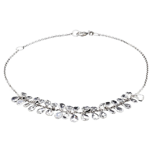 Pear Diamond Rosecut 18k White Gold Dangling Bracelet