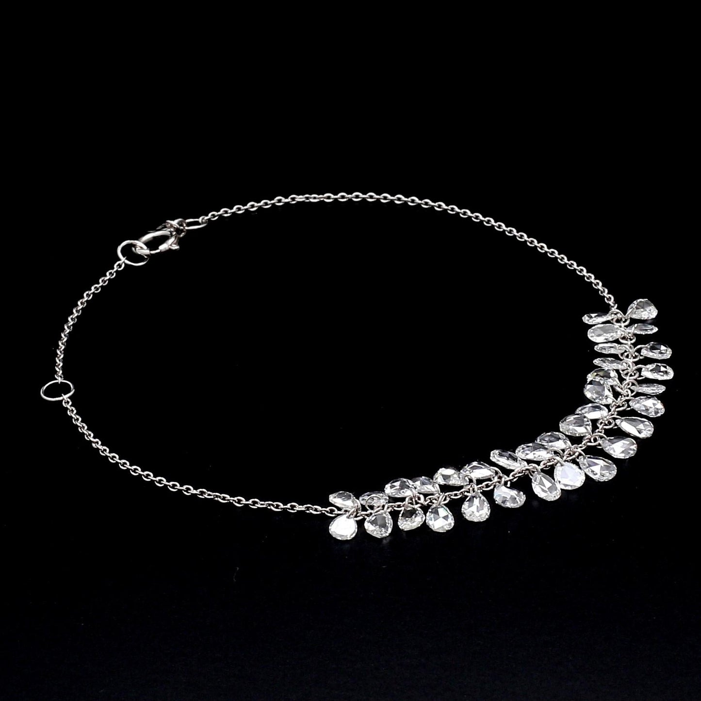 Pear Diamond Rosecut 18k White Gold Dangling Bracelet