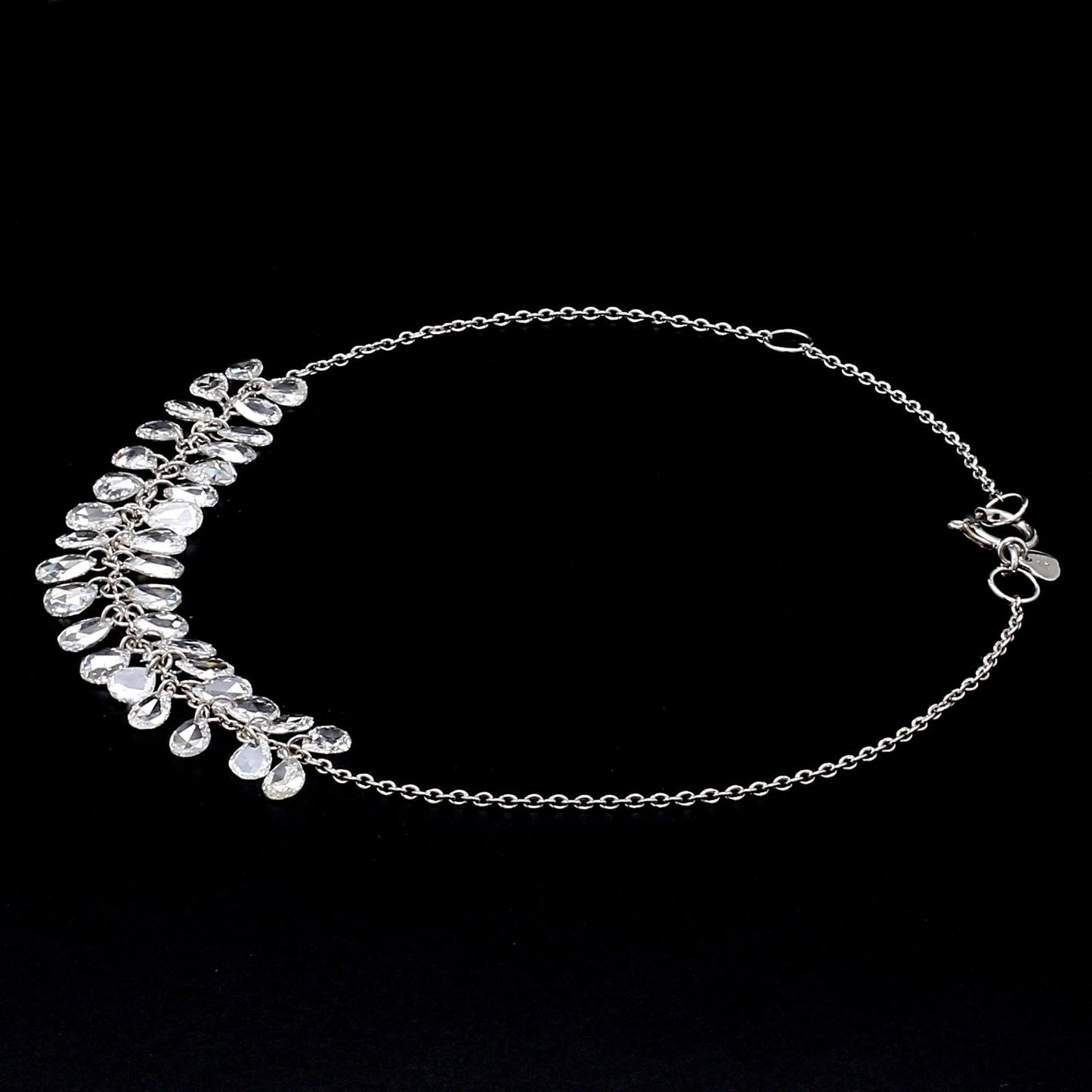 Pear Diamond Rosecut 18k White Gold Dangling Bracelet