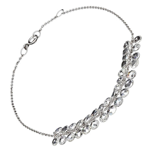 Round Diamond Rosecut 18k White Gold Dangling Bracelet
