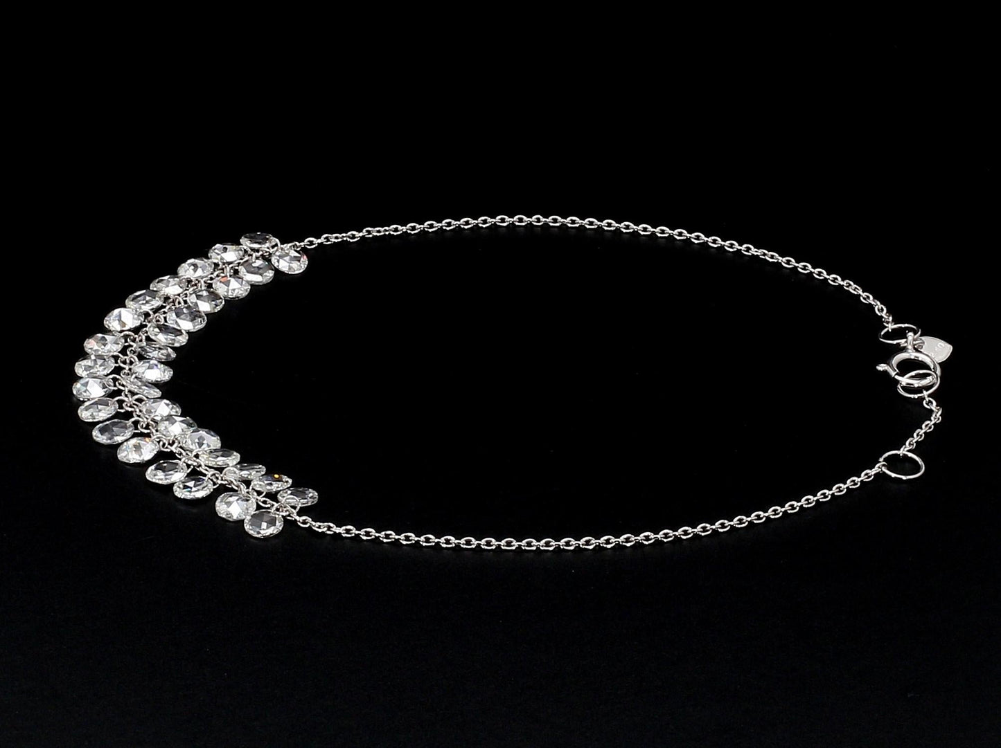 Round Diamond Rosecut 18k White Gold Dangling Bracelet