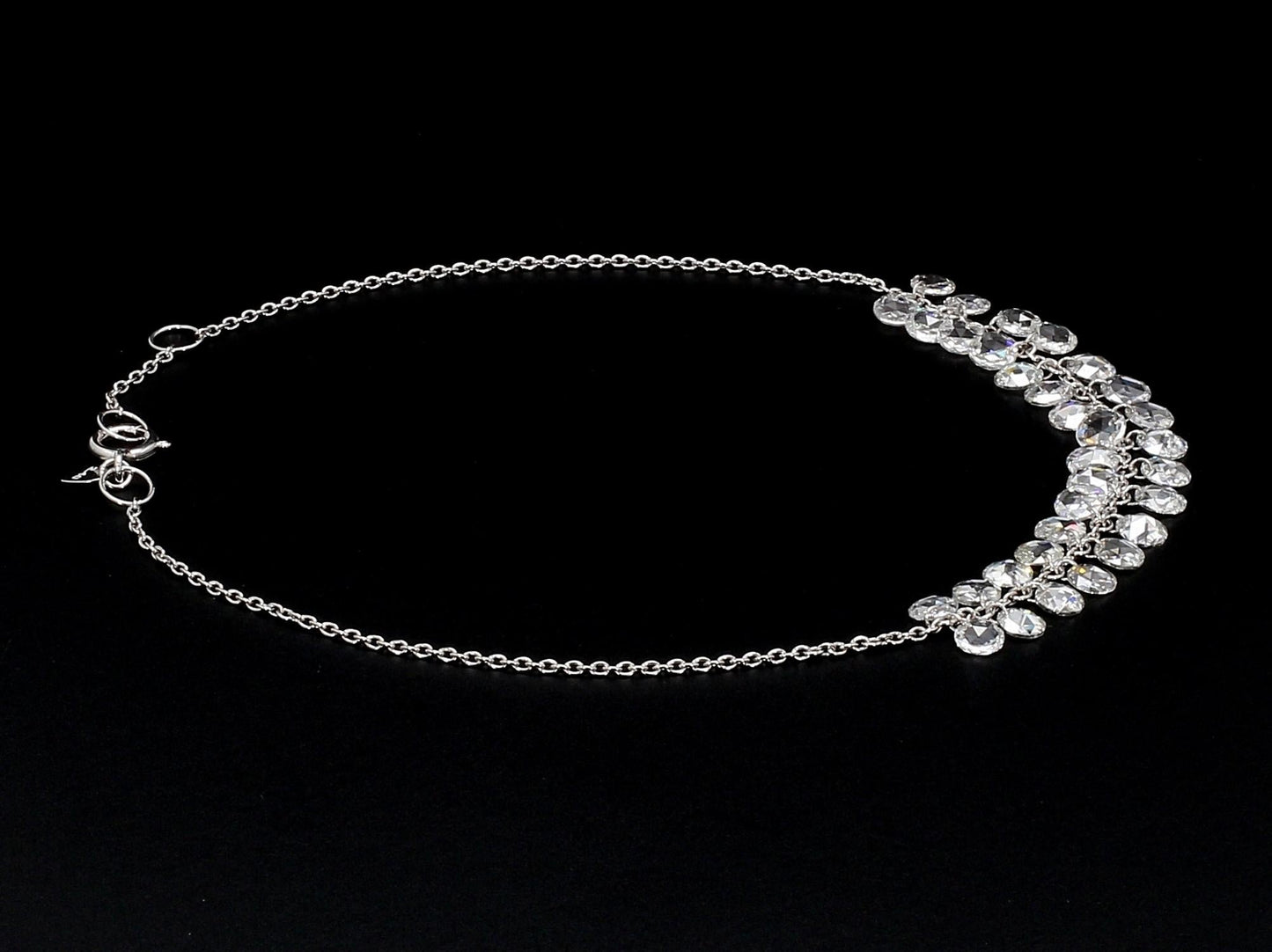 Round Diamond Rosecut 18k White Gold Dangling Bracelet