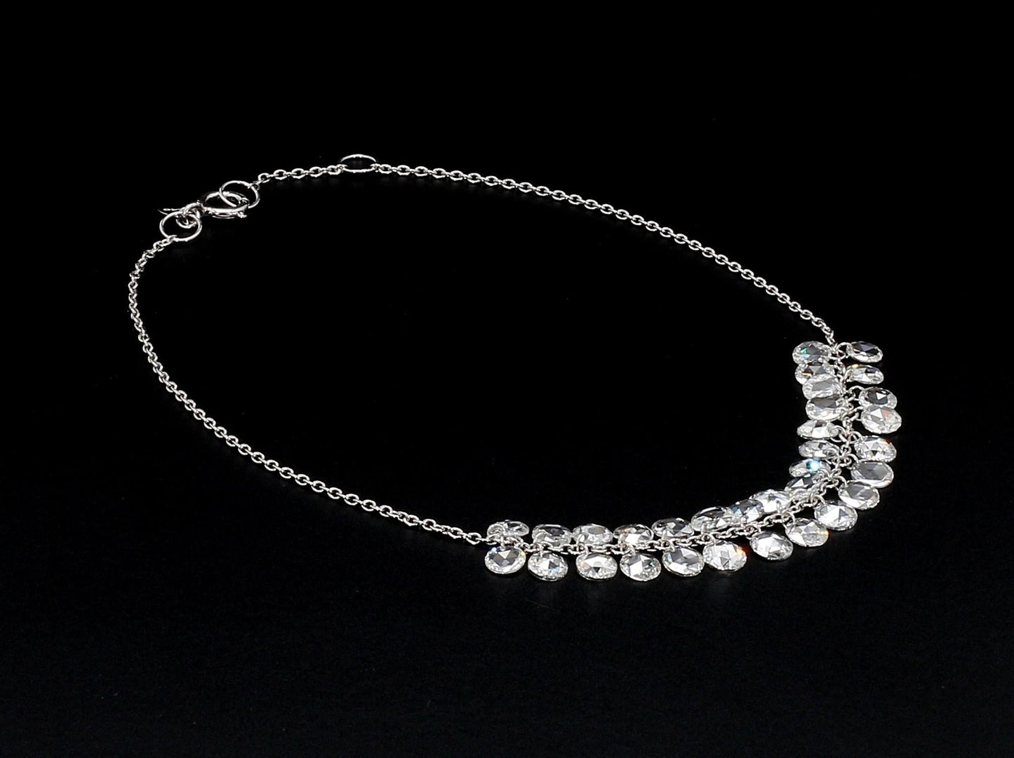 Round Diamond Rosecut 18k White Gold Dangling Bracelet