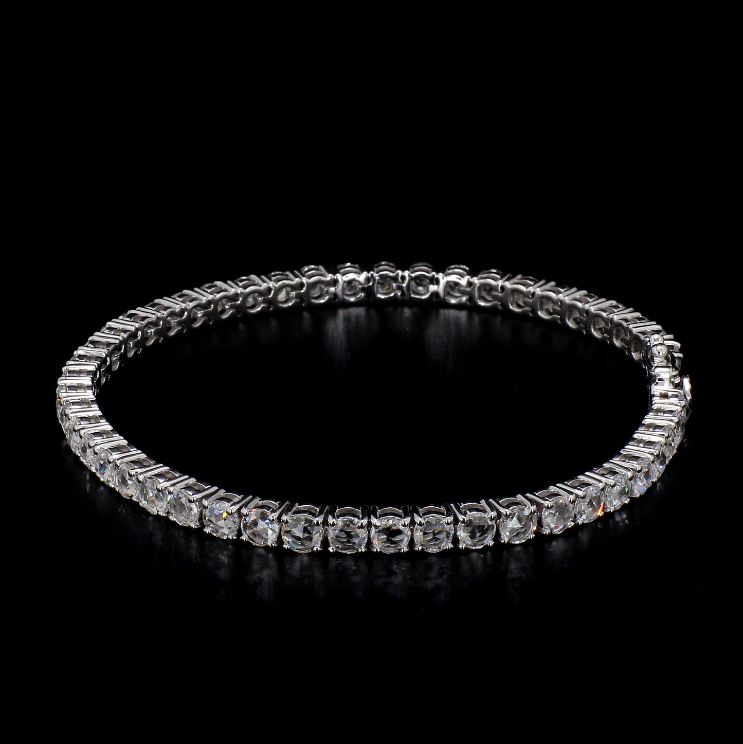 Diamond Rosecut 18k White Gold Tennis Bracelet