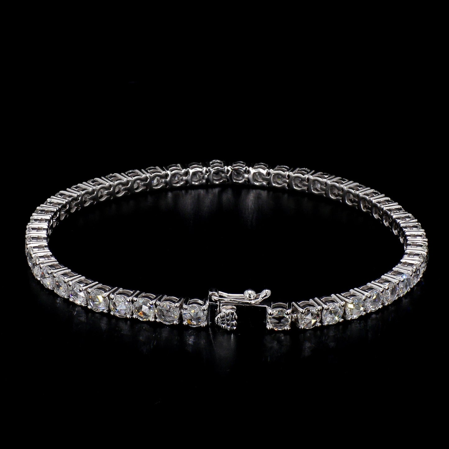 Diamond Rosecut 18k White Gold Tennis Bracelet