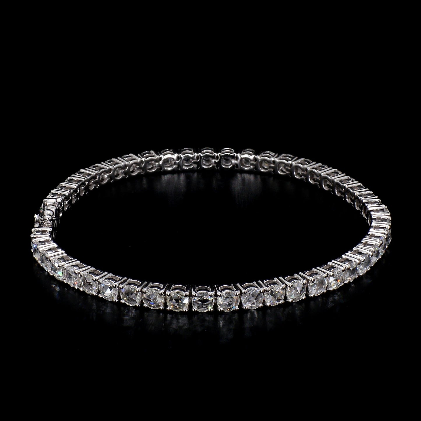 Diamond Rosecut 18k White Gold Tennis Bracelet