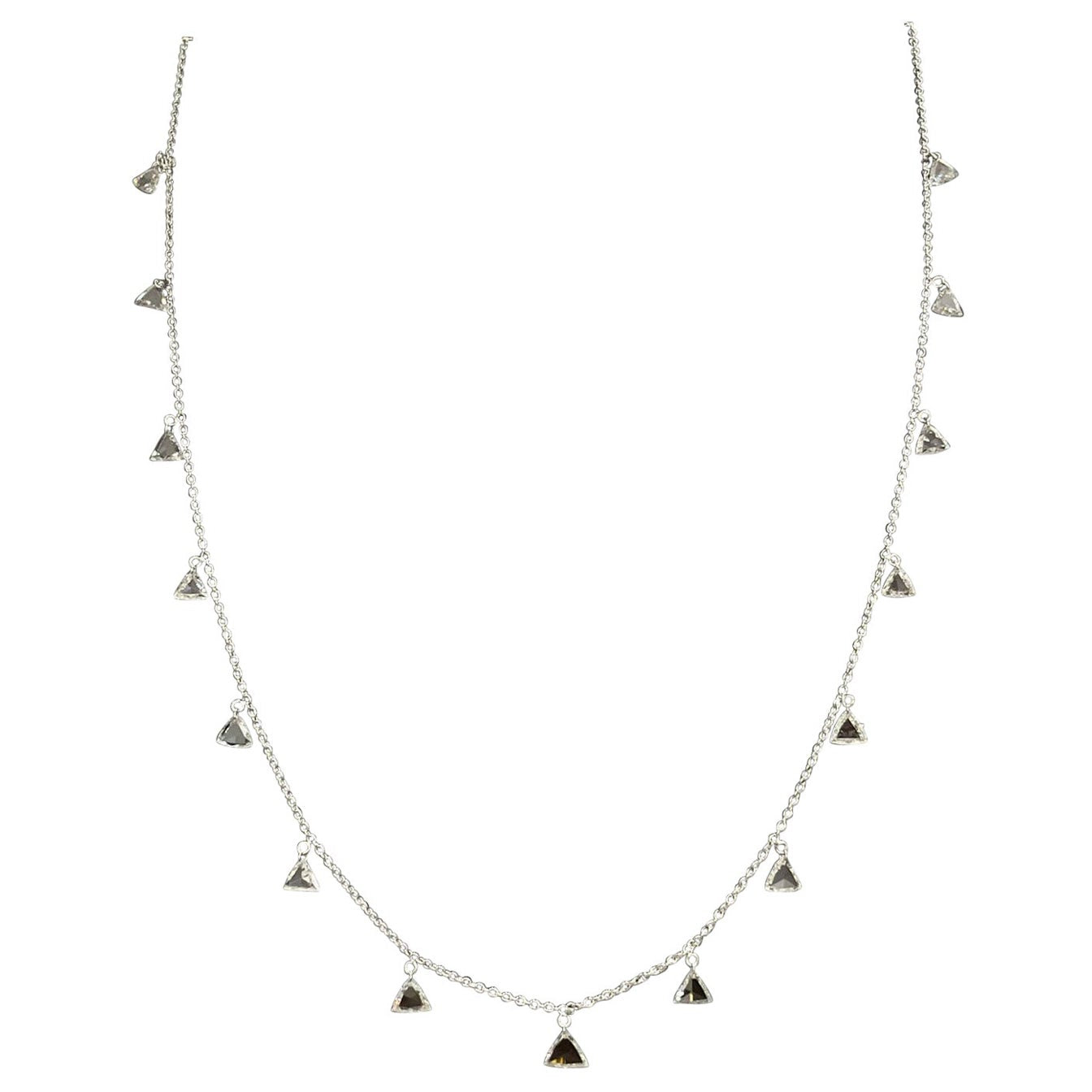 Triangle Diamond Rosecut Dangling Necklace