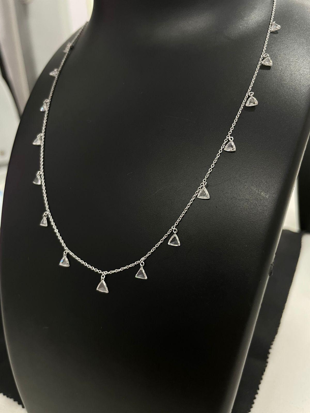 Triangle Diamond Rosecut Dangling Necklace