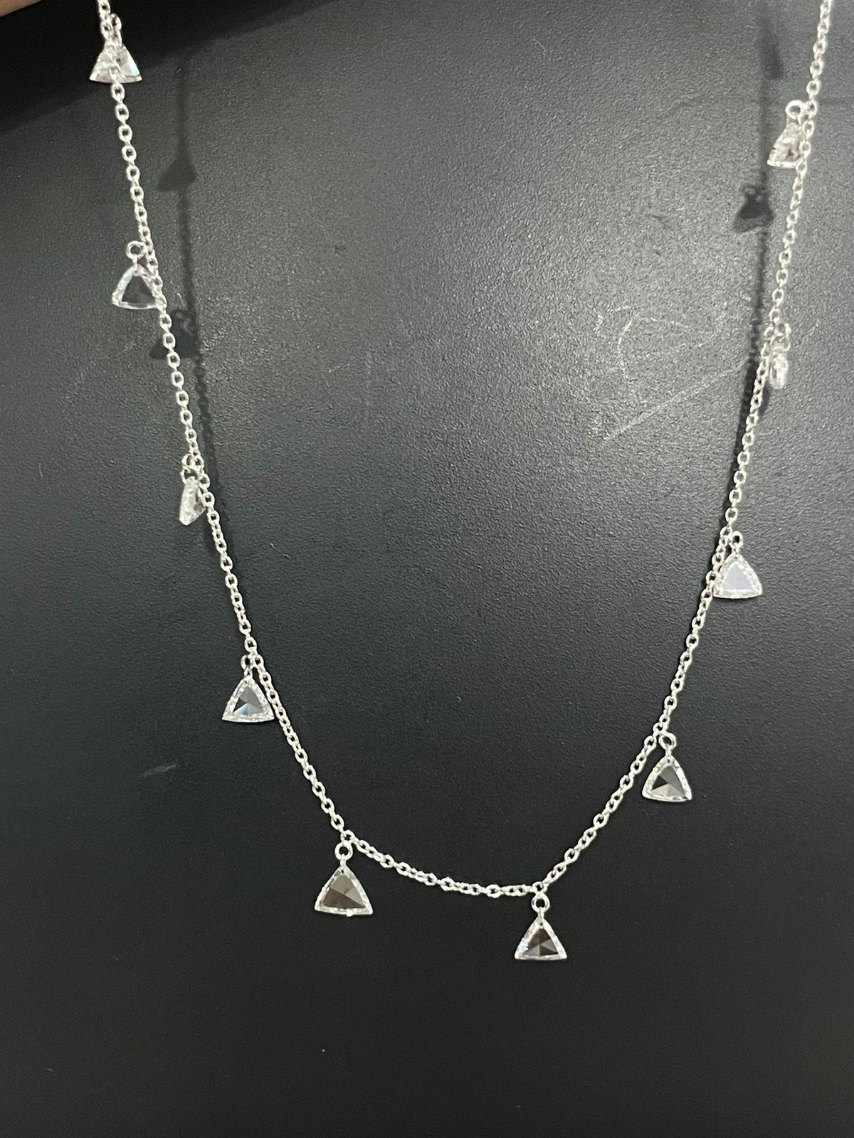 Triangle Diamond Rosecut Dangling Necklace
