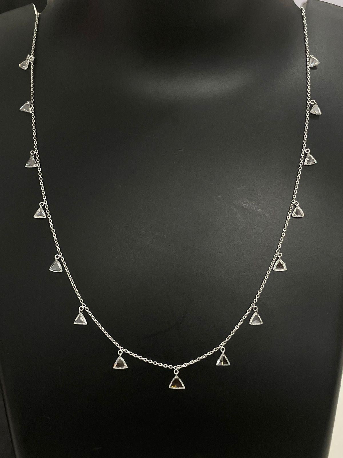 Triangle Diamond Rosecut Dangling Necklace