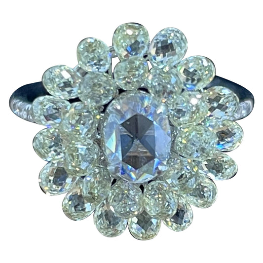 Diamond Briolette & Oval Rosecut Ring