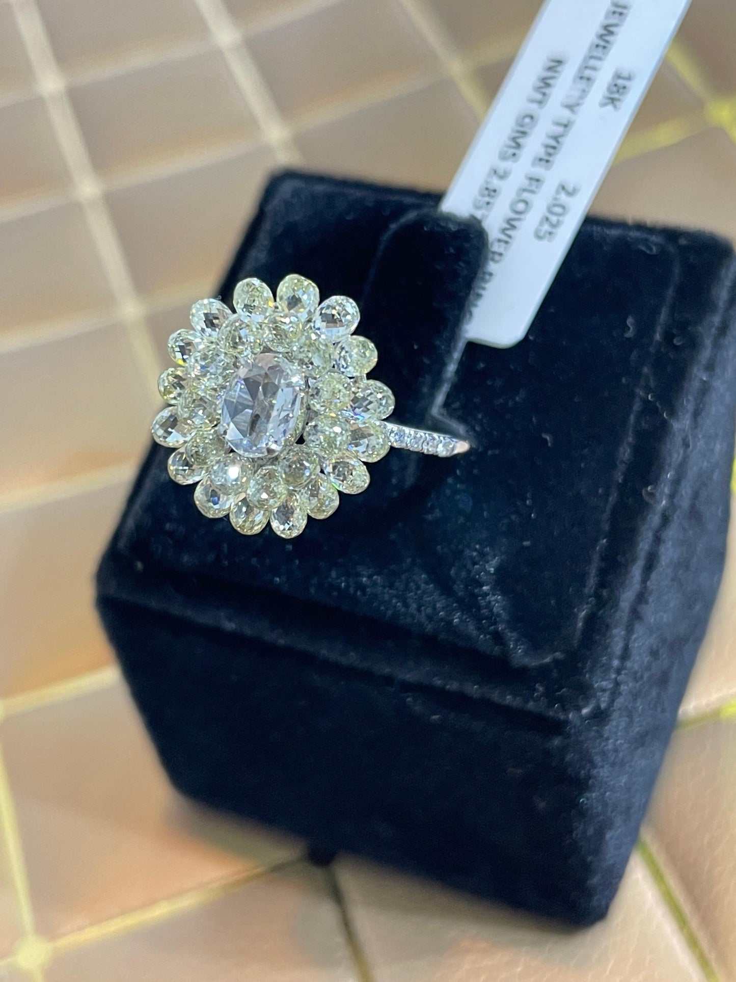 Diamond Briolette & Oval Rosecut Ring