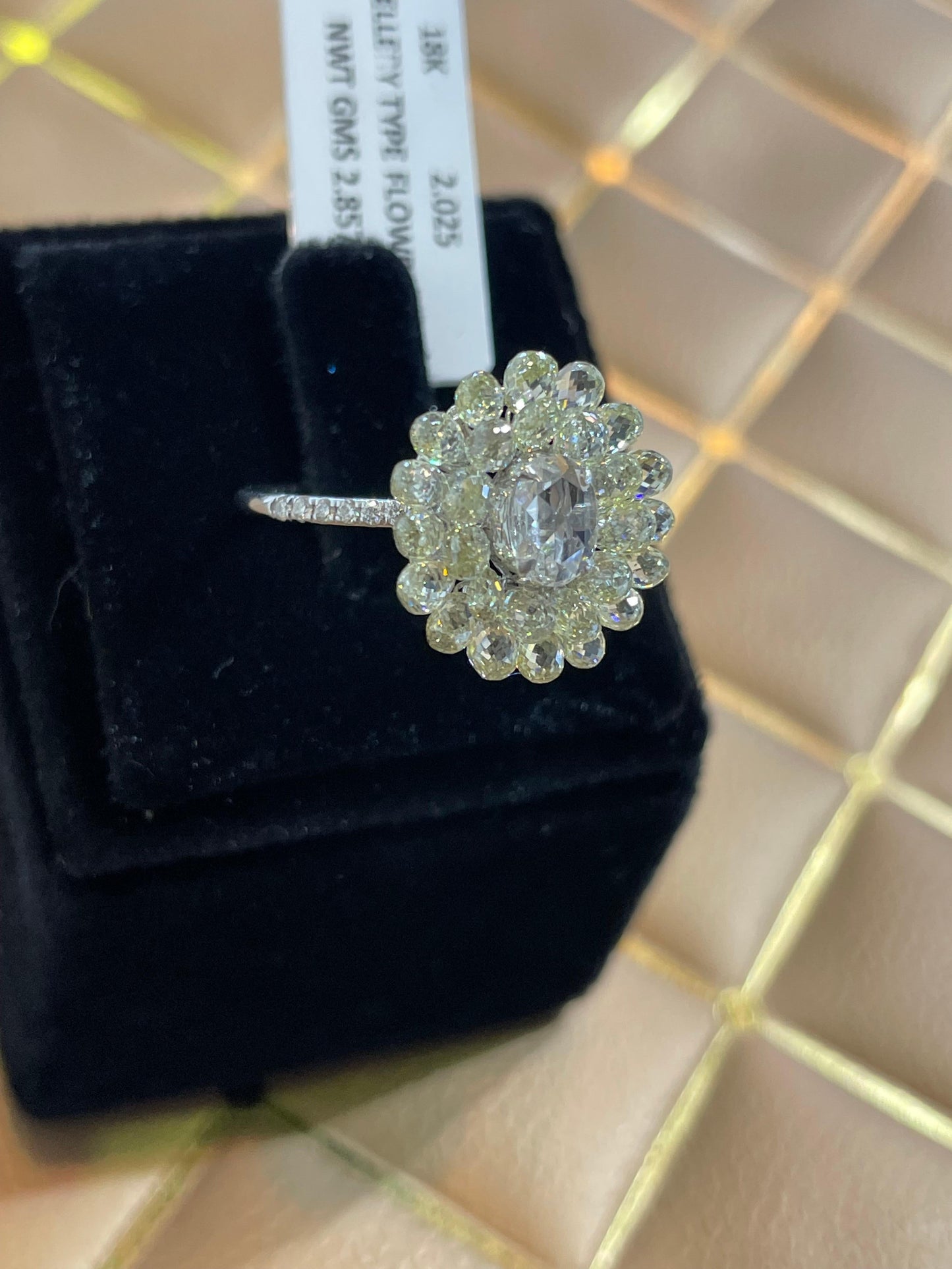 Diamond Briolette & Oval Rosecut Ring