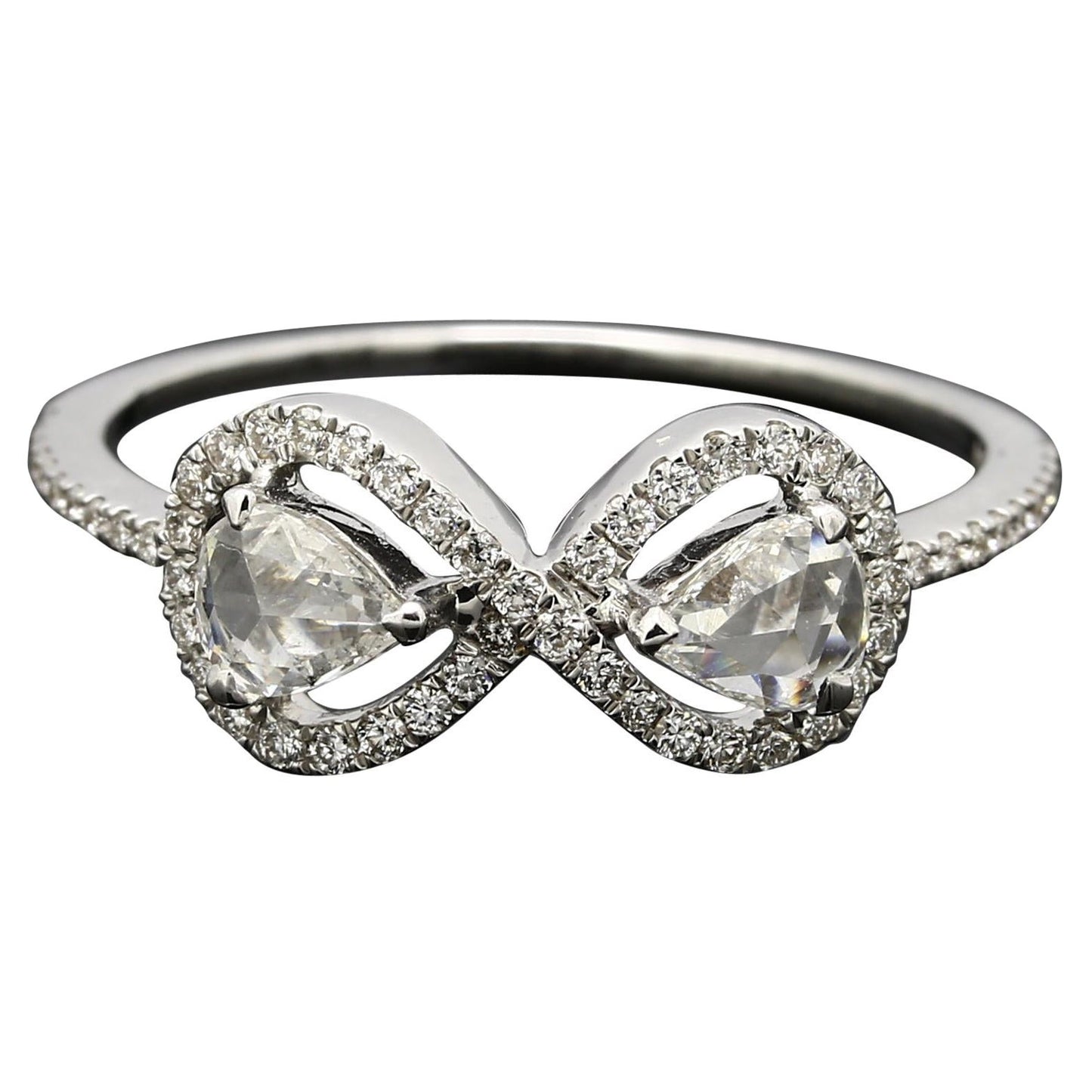 0.61 Carat Diamond Rosecut Moi Et Toi Ring, White Gold