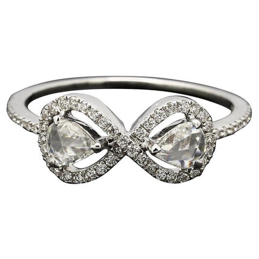 0.61 Carat Diamond Rosecut Moi Et Toi Ring, White Gold