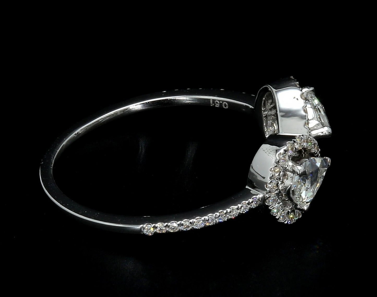 0.61 Carat Diamond Rosecut Moi Et Toi Ring, White Gold