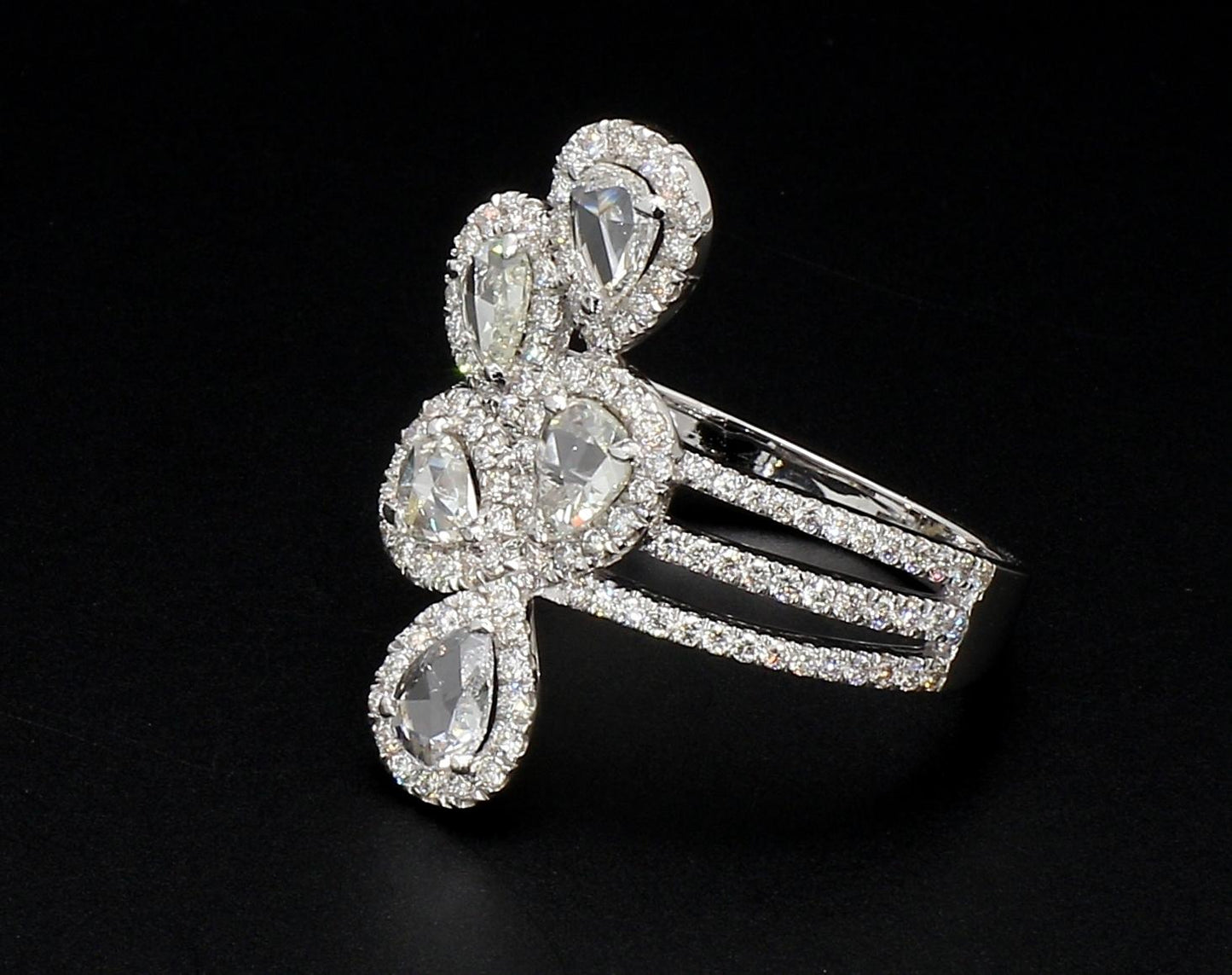 1.30 Carat Diamond Rosecut Petal Ring, White Gold