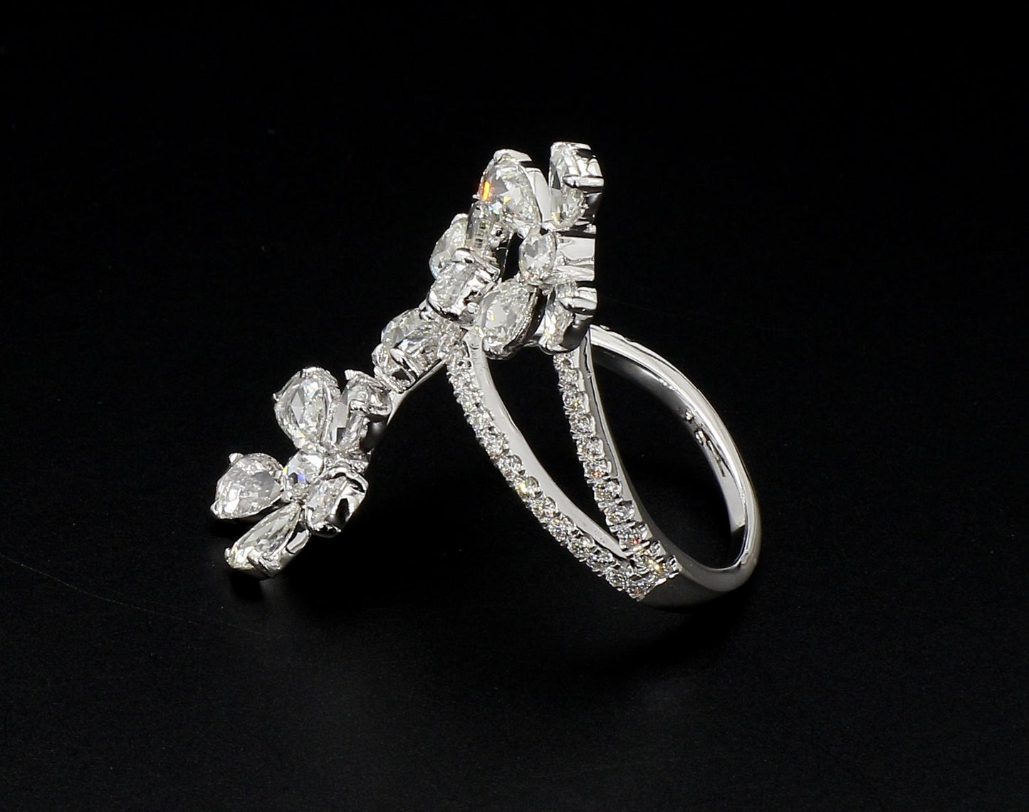 Diamond Rosecut 3 Flower Ring