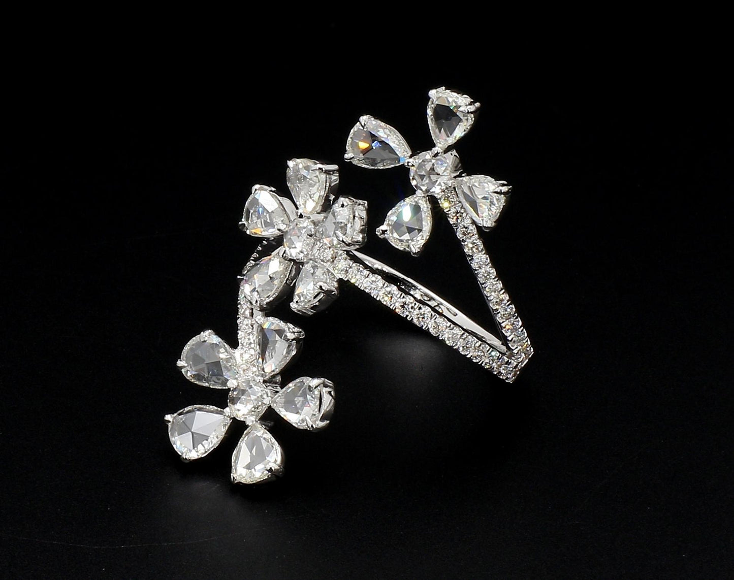 Diamond Rosecut 3 Flower Ring