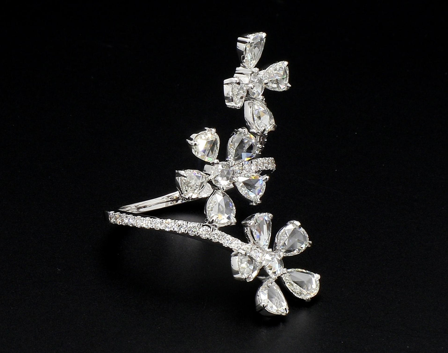 Diamond Rosecut 3 Flower Ring