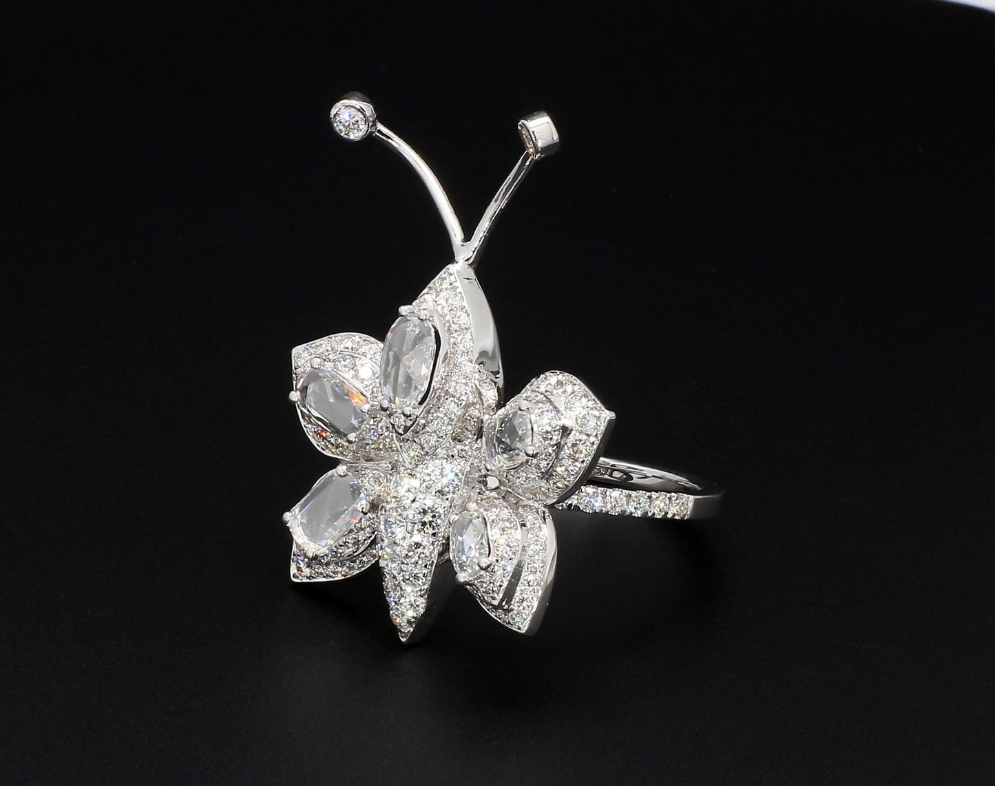 Diamond Rosecut Butterfly Ring