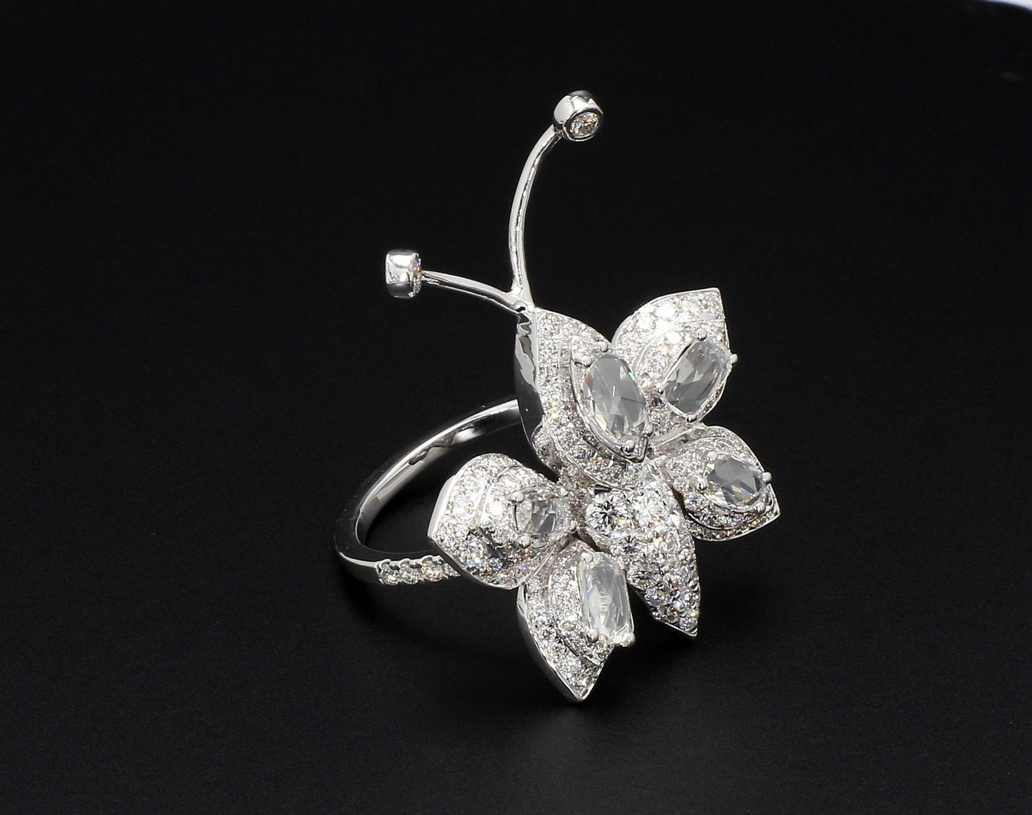 Diamond Rosecut Butterfly Ring