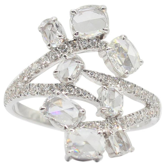 Diamond Oval Rosecut Floral Ring