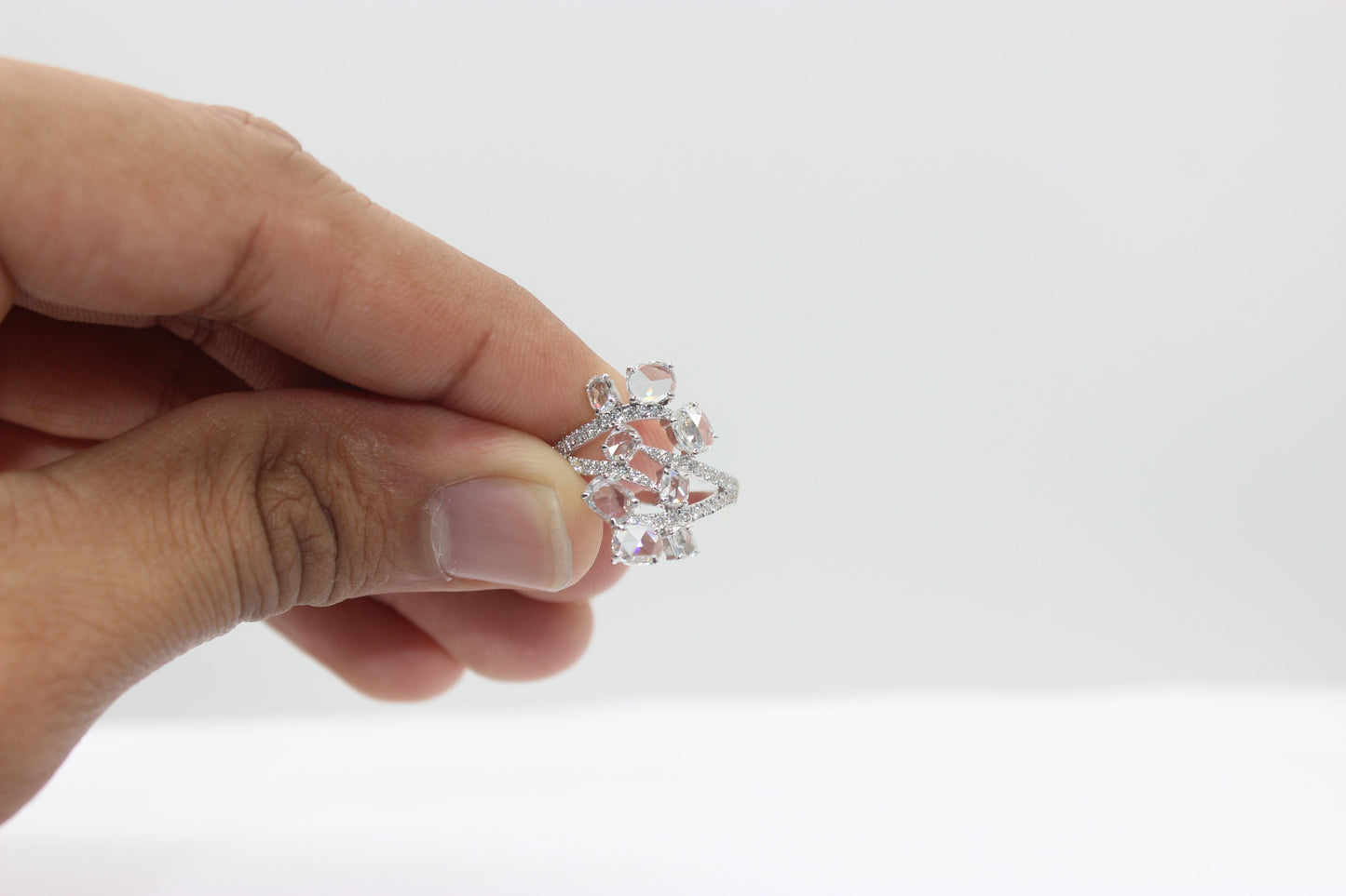 Diamond Oval Rosecut Floral Ring