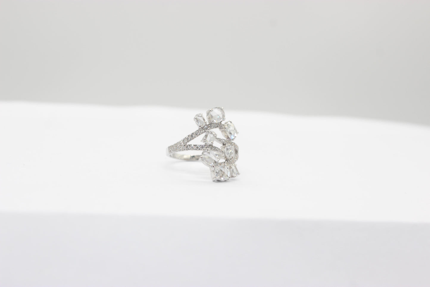 Diamond Oval Rosecut Floral Ring