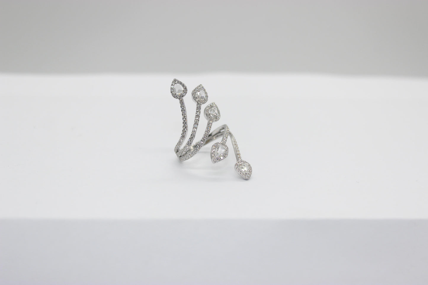 1.41 Carat Diamond Rosecut Cocktail Ring, White Gold