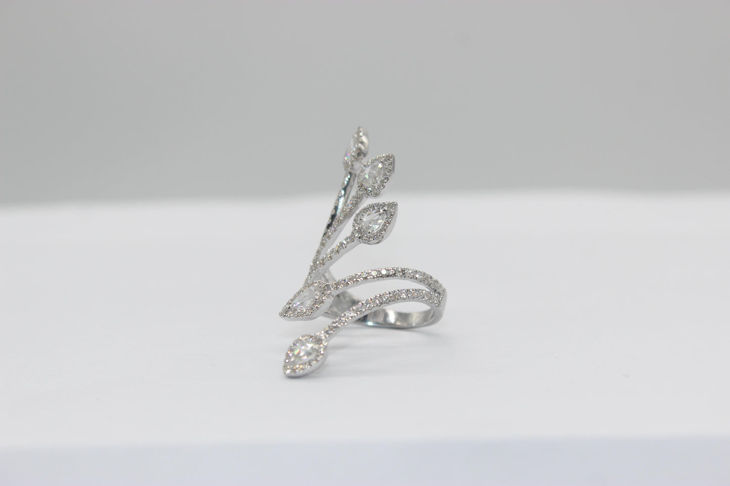 1.41 Carat Diamond Rosecut Cocktail Ring, White Gold
