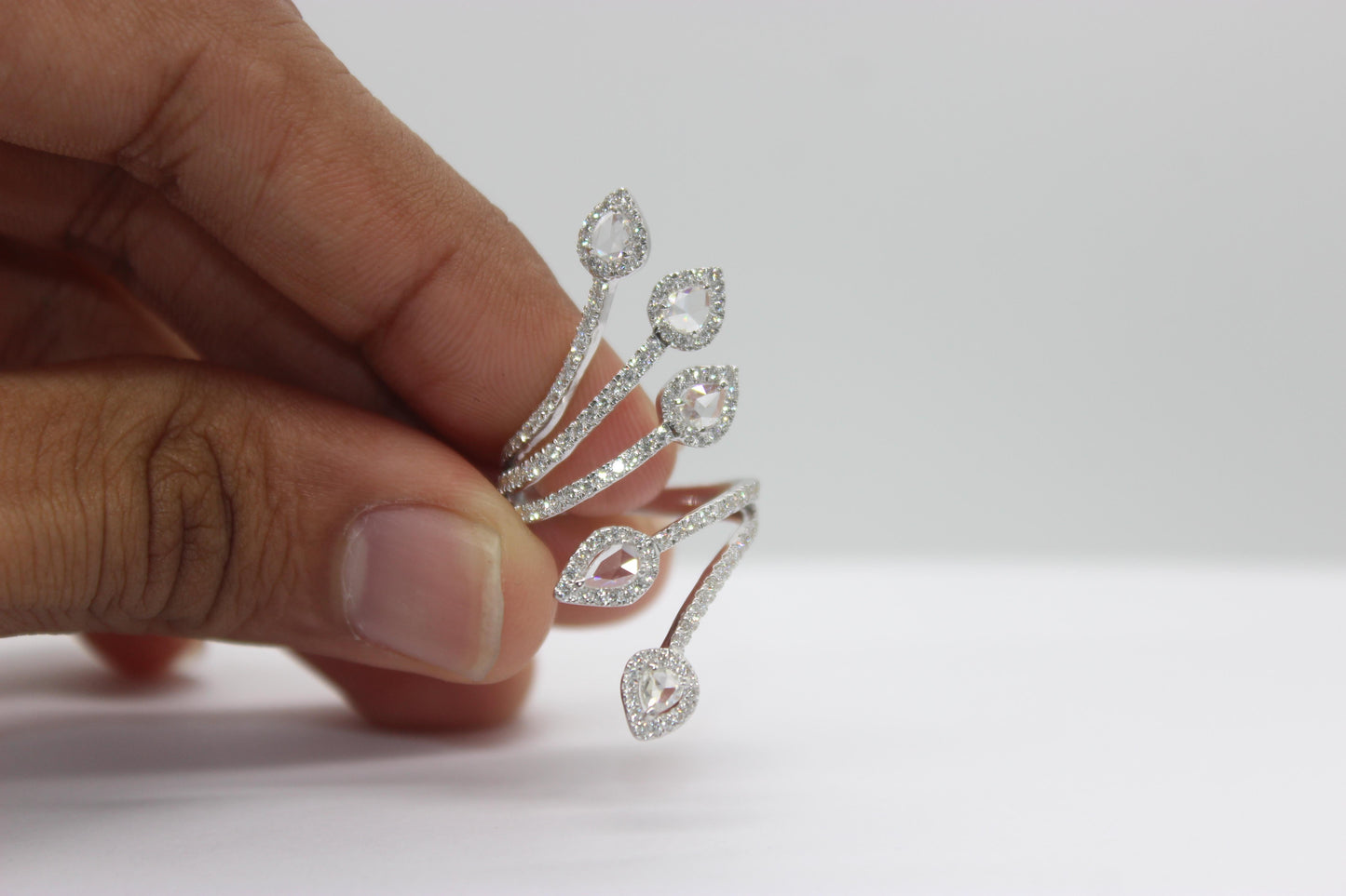 1.41 Carat Diamond Rosecut Cocktail Ring, White Gold