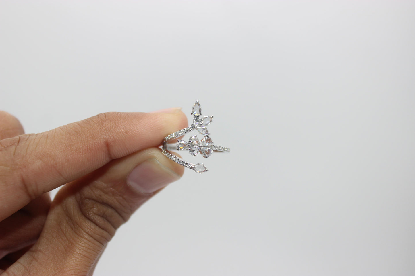 Diamond Rosecut floral Ring