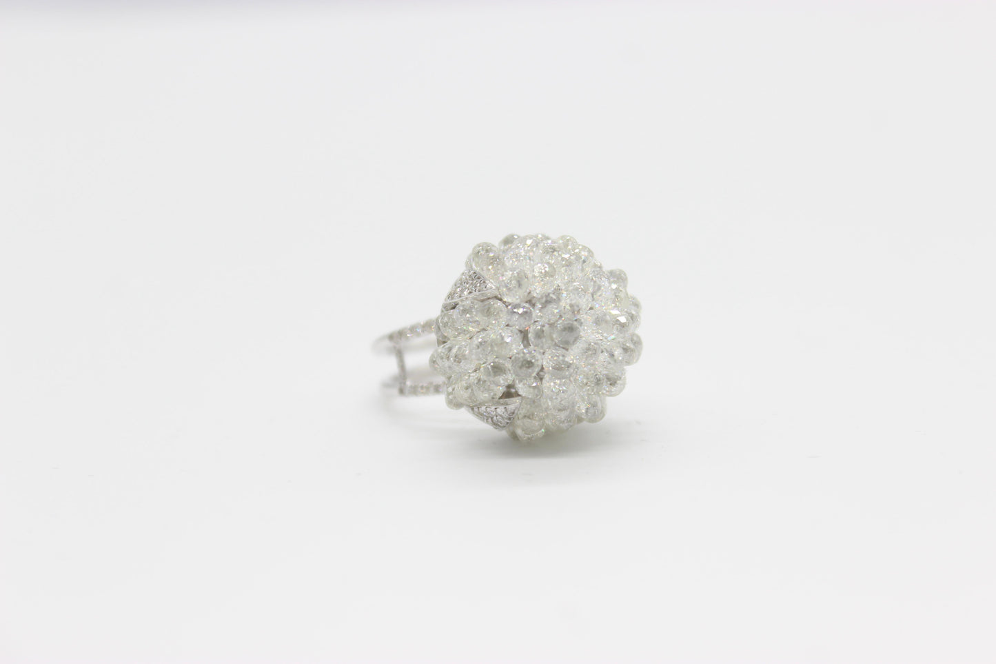 Diamond Briolette Dome Ring ,White