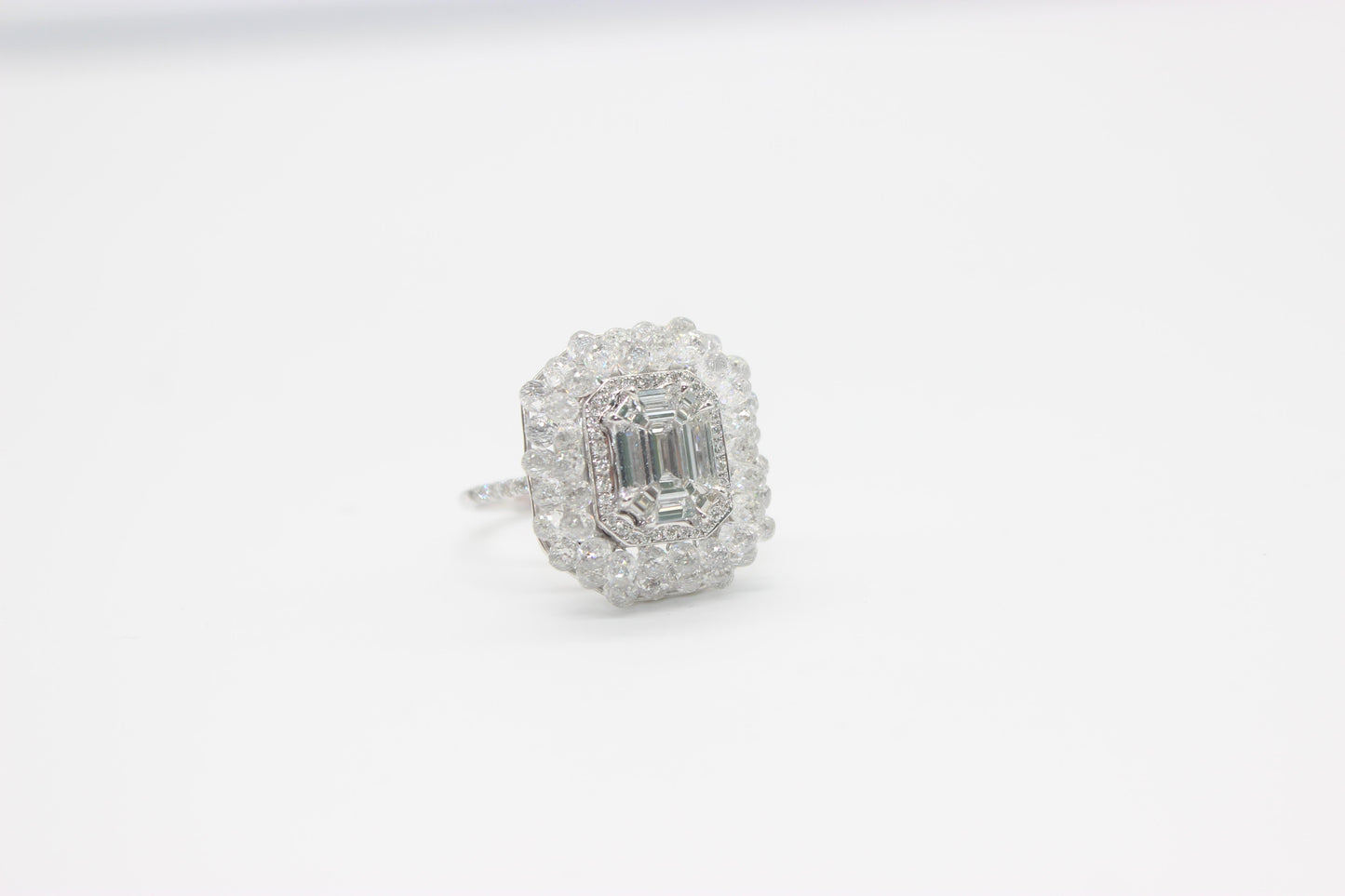 Diamond Briolette & Emerald Illusion Ring