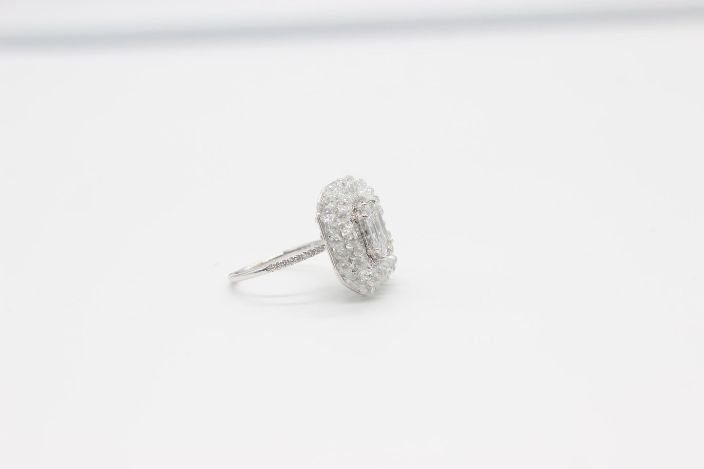 Diamond Briolette & Emerald Illusion Ring