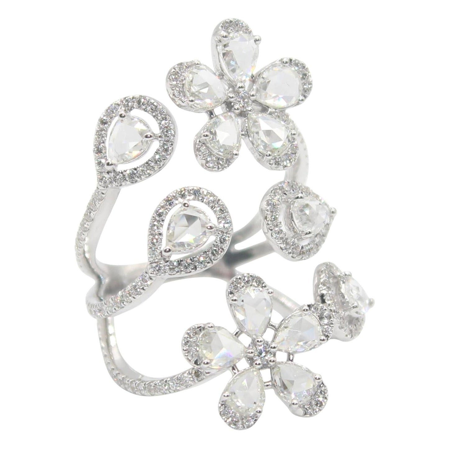 Diamond Rosecut Multi Floral Ring