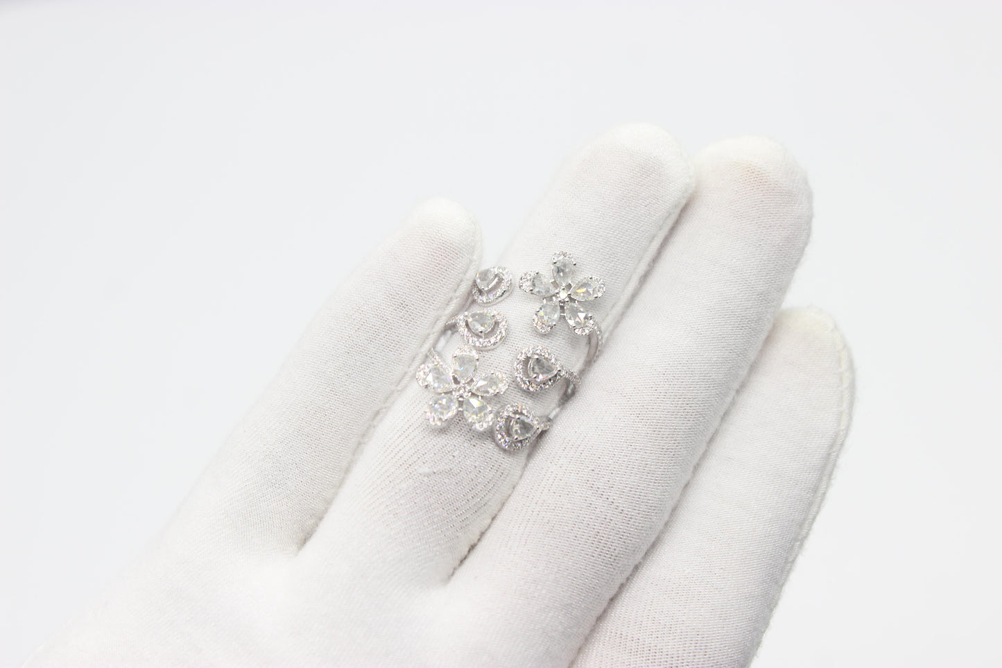 Diamond Rosecut Multi Floral Ring