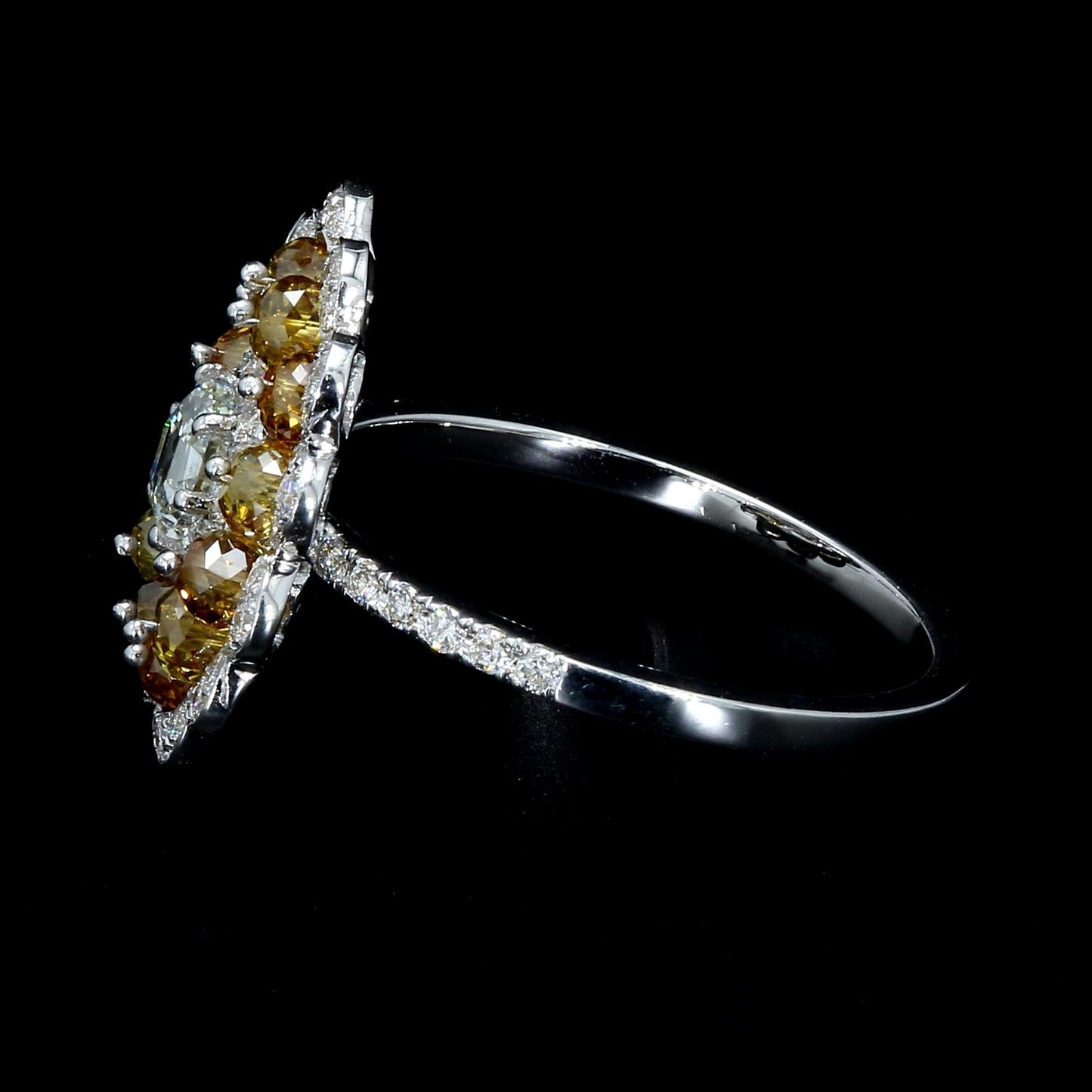 Fancy Color Diamond Beads & Illusion Hexagon Ring