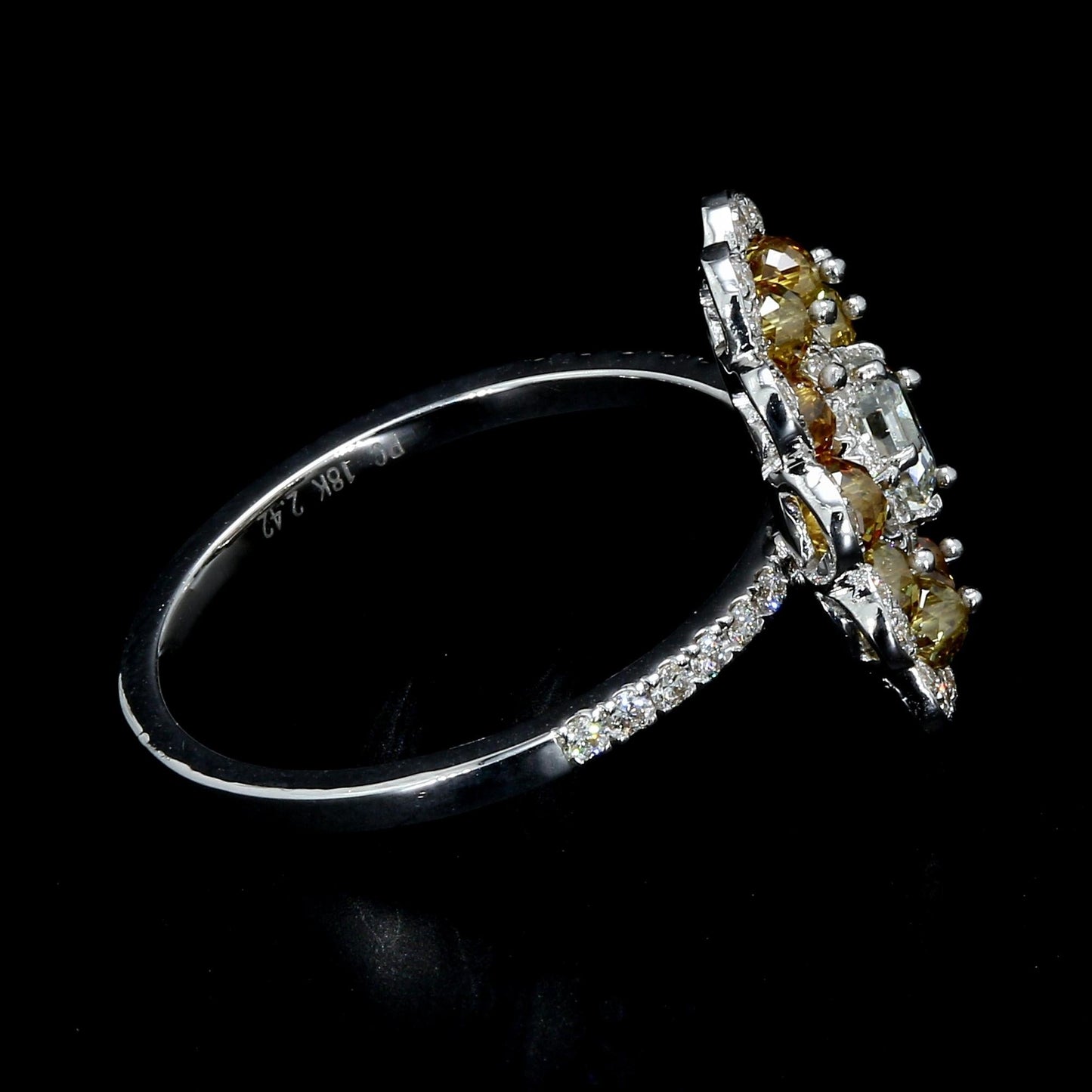 Fancy Color Diamond Beads & Illusion Hexagon Ring