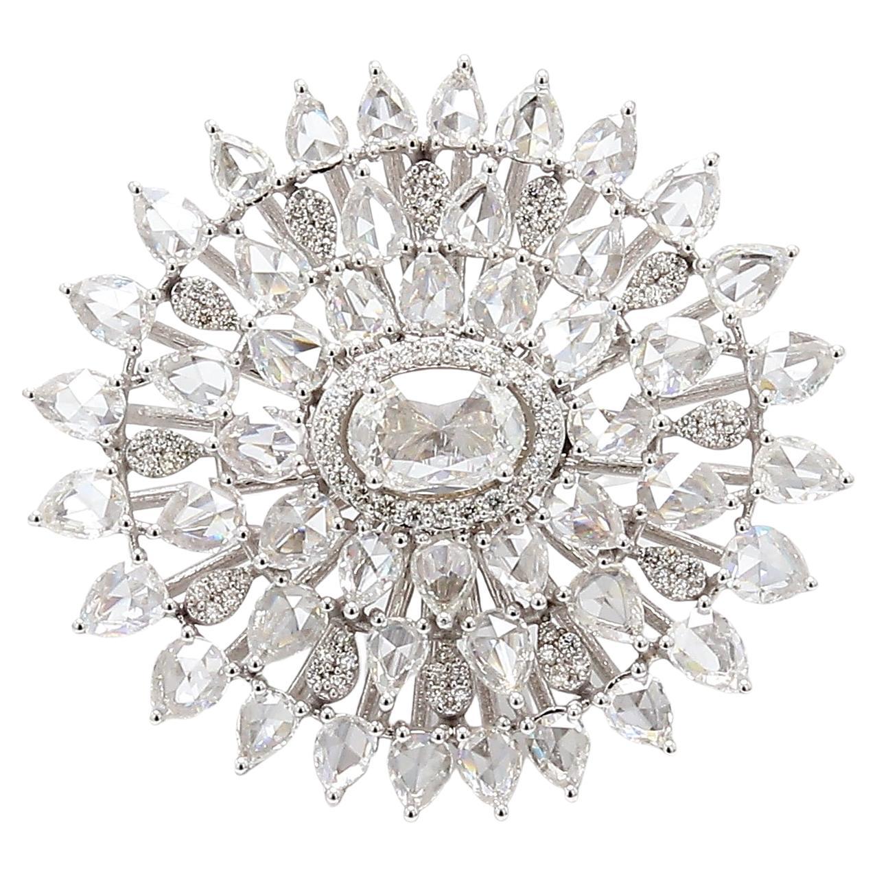 Diamond Rosecut Floral Ring