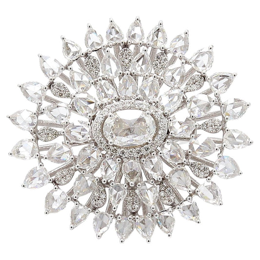 Diamond Rosecut Floral Ring