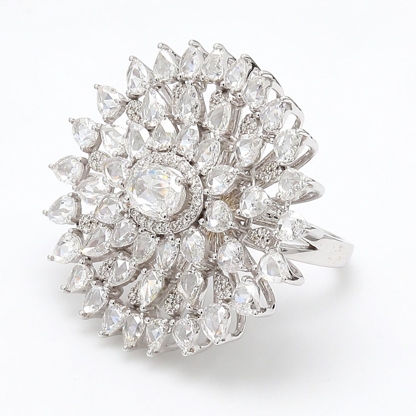 Diamond Rosecut Floral Ring